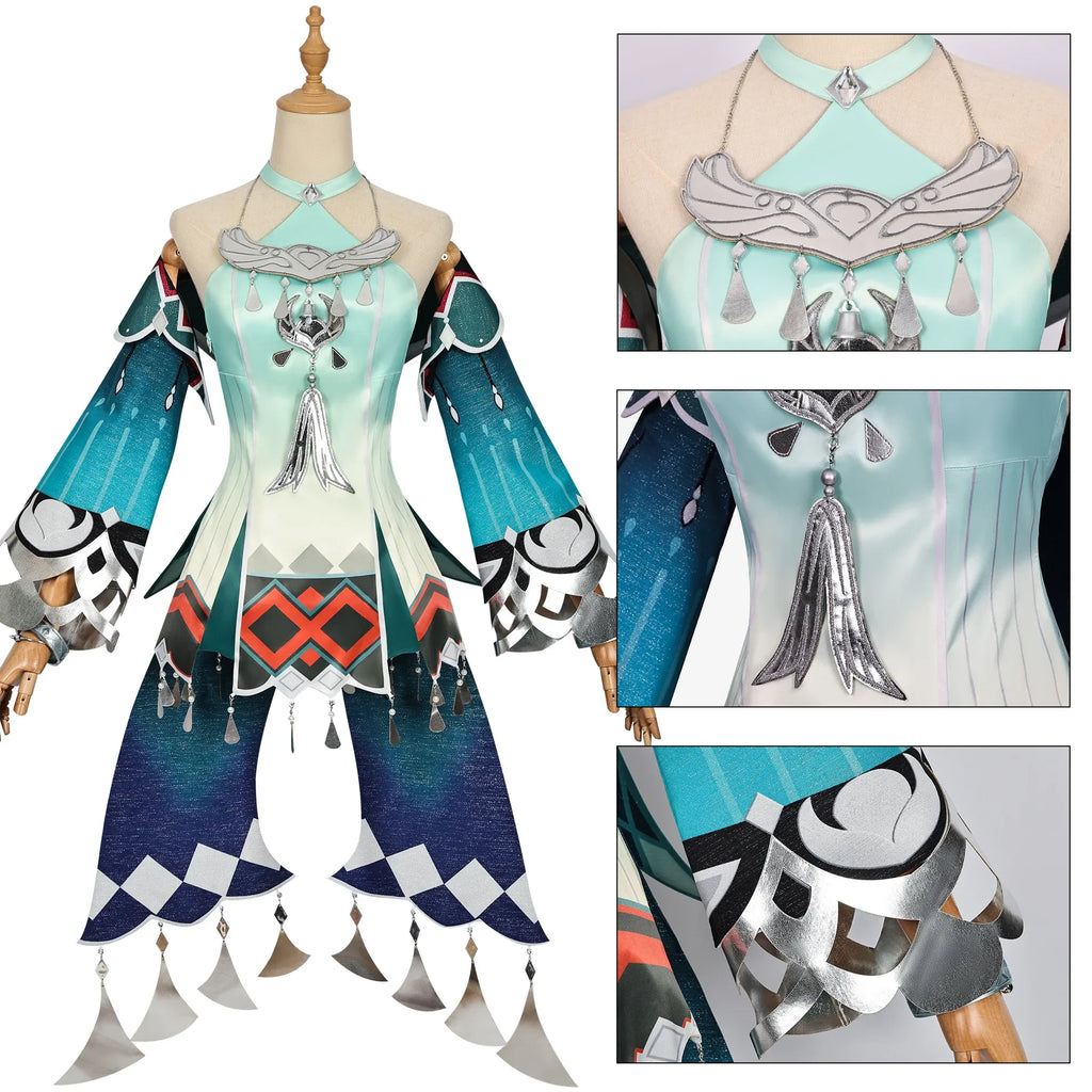 In Stock Lan Yan Cosplay Costume 2025 New Genshin Impact Lanyan Wig Dress Headwear Earrings Girls Halloween Party Outfit