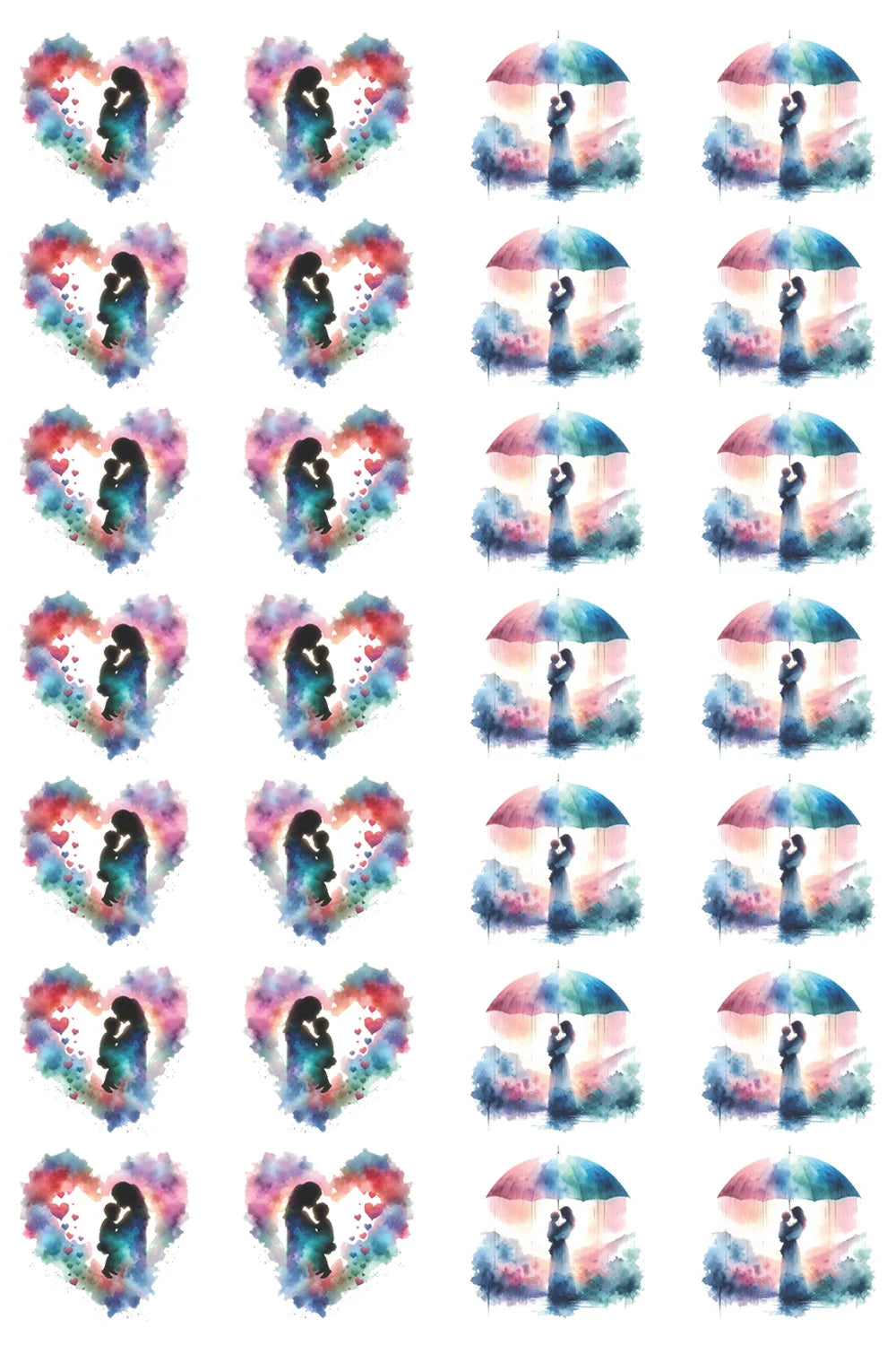 Mother's Day Gift Clay Transfer Paper - 20pcs Watercolor Mom Silhouette Water Transfer Decals for Handmade Earrings
