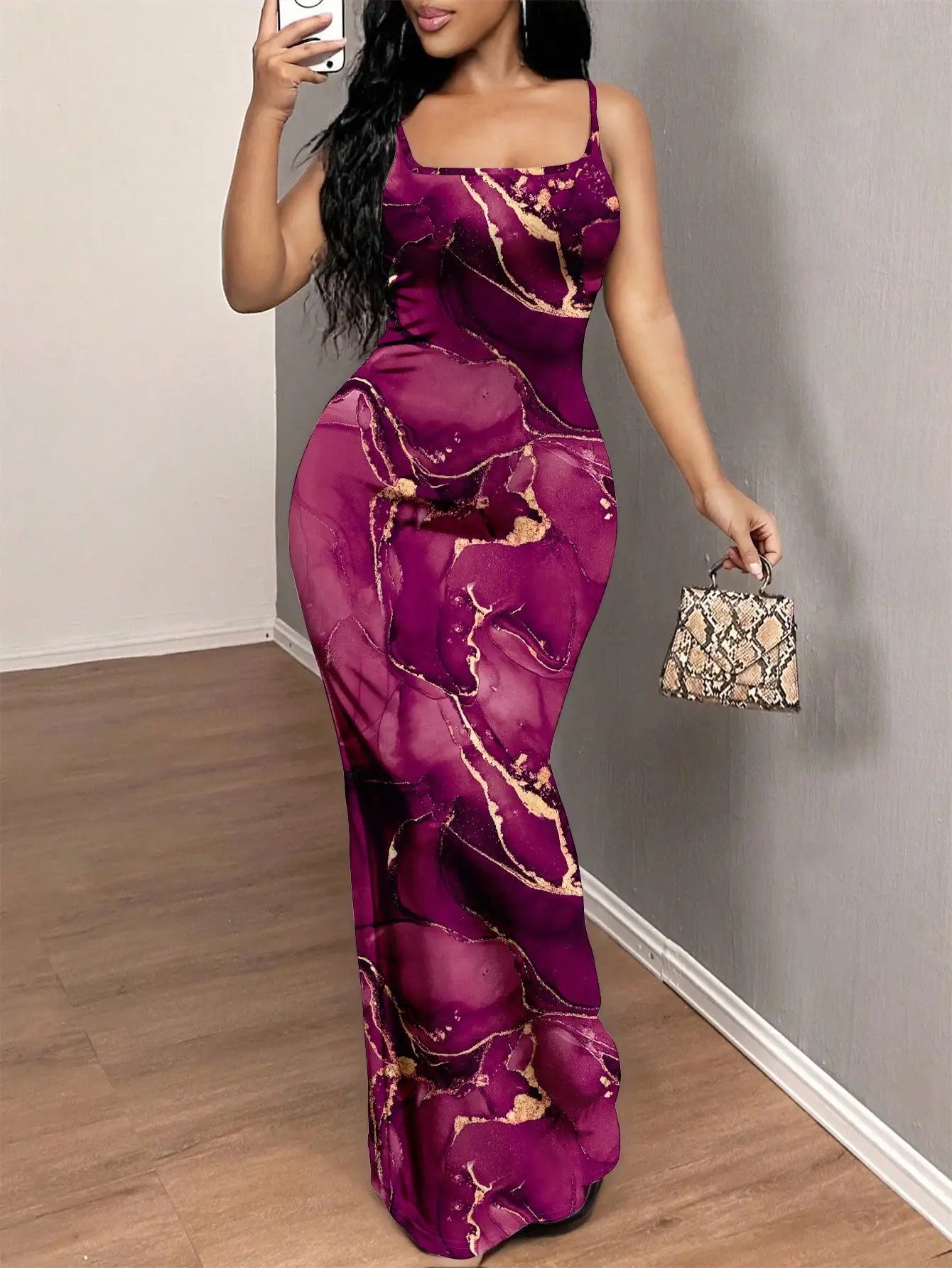 Curve-Hugging Maxi Dress With Black And Beige Optical Illusion Stripes For Women