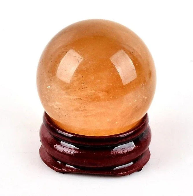 3cM natural orange Calcite Sphere Crystal quartz Ball Chakra Healing rock Reiki Stone Carving Crafts with stand(1 PC)