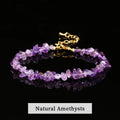 JD Natural Stone Tourmaline Amethyst Rock Quartz Crystal Stone Chip Bead Bracelet Women Healing Chakra Adjustable Chain Jewelry
