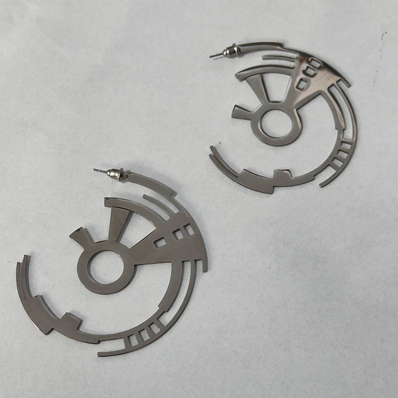 Hollow Punk Mechanical Cyberpunk Earrings Unisex Couple Y2k Circular Gear Shape Ear Studs Jewelry Accessories Gift