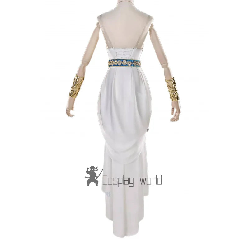 Game Zelda Cosplay Princess Zelda Costume  Wig Women's White Dress Uniform Halloween Party Anime Role Play Outfit