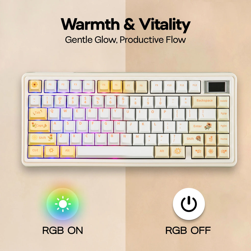 EPOMAKER Sunflower Keycaps Set 133 Cherry Profile Dye-Sub PBT Keys for Mechanical Gaming Keyboard with Front Printed Legends