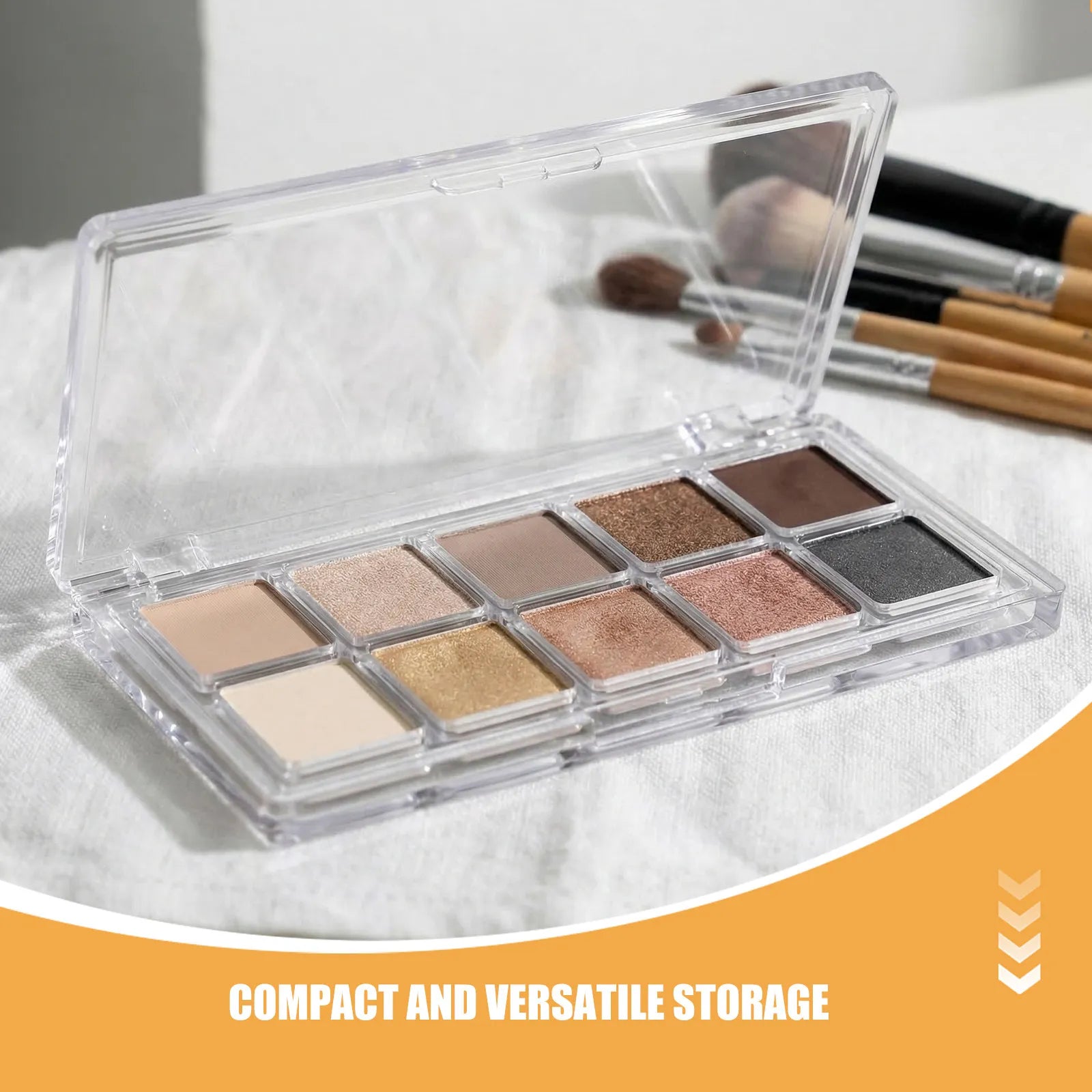 2Pcs Eyeshadow Pan Holder Transparent Lipstick Palette Empty Portable Makeup Organizer Storage Box 10-Grid Compact Travel Blush