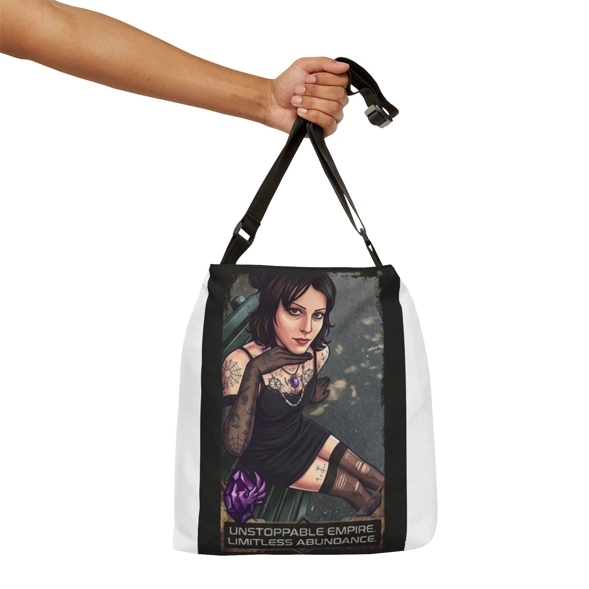 Gothic Pinup Adjustable Tote Bag – "Unstoppable Empire, Limitless Abundance"