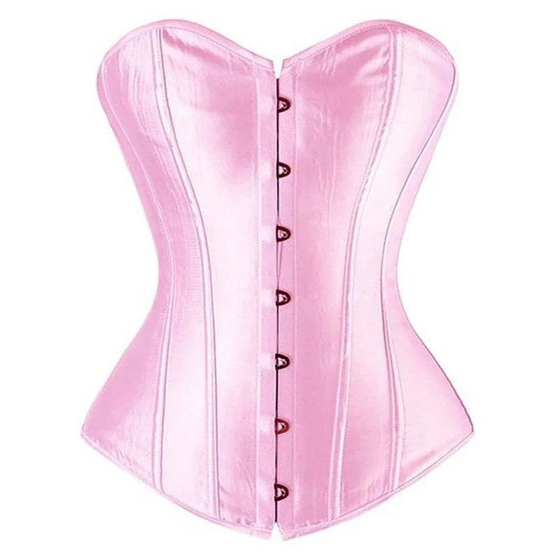 Corset Top Bustiers Overbust Satin Sexy Victorian Corsets Corselet Brocade Vintage Style Korsett for Women Plus Size Pink Green