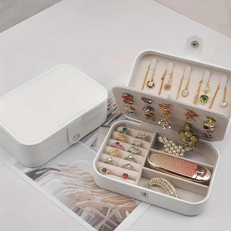 Personalized Customized Portable Button Jewelry Box Travel Storage Earrings Earrings Necklace Rings Exquisite Small Jewelry Box