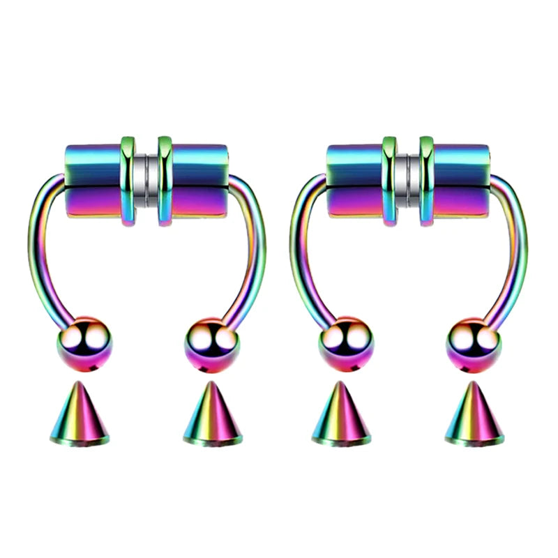 Fake Piercing Nose Ring Hoop Septum Non Piercing Nose Clip Rock HipHoop Stainless Steel Magnet Fashion Punk Body Women Jewelry
