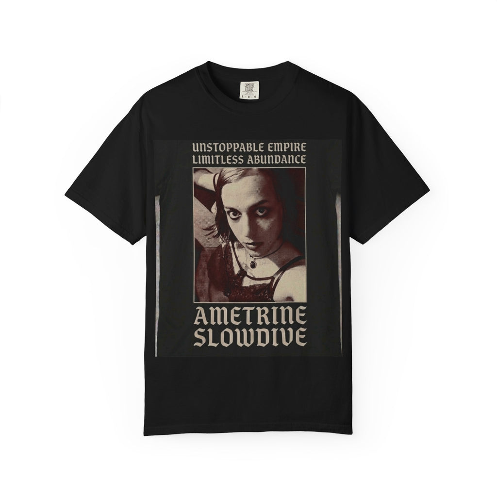 Ametrine Slowdive Portrait T-Shirt — "Unstoppable Empire, Limitless Abundance" Vintage Band Tee