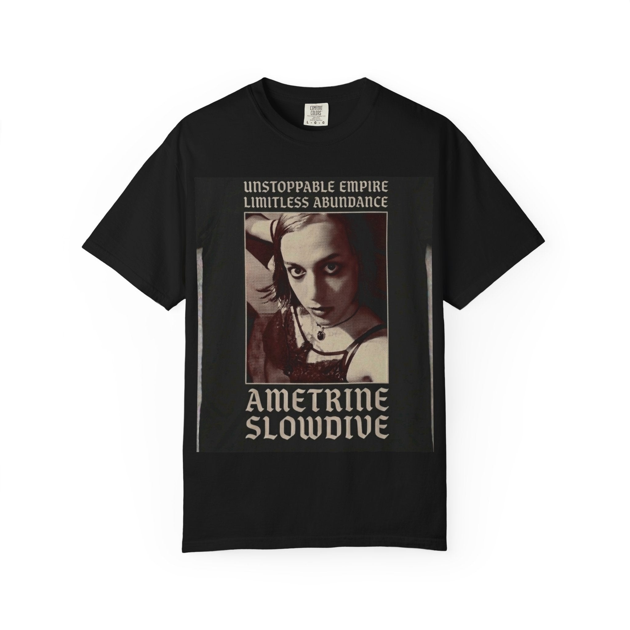 Ametrine Slowdive Portrait T-Shirt — "Unstoppable Empire, Limitless Abundance" Vintage Band Tee