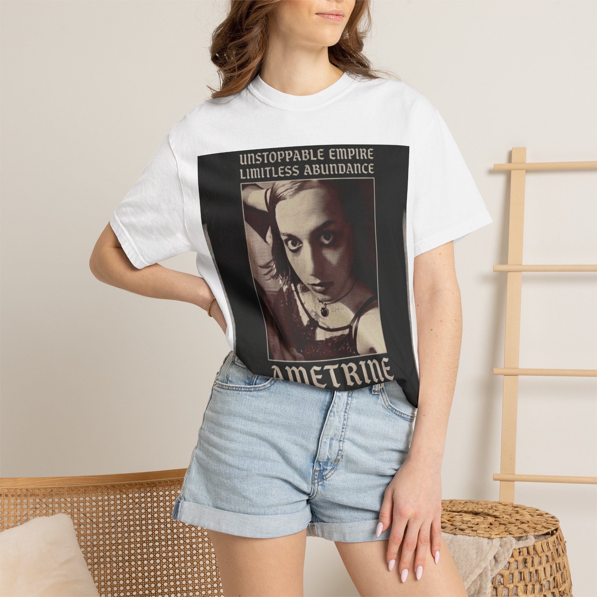 Ametrine Slowdive Portrait T-Shirt — "Unstoppable Empire, Limitless Abundance" Vintage Band Tee