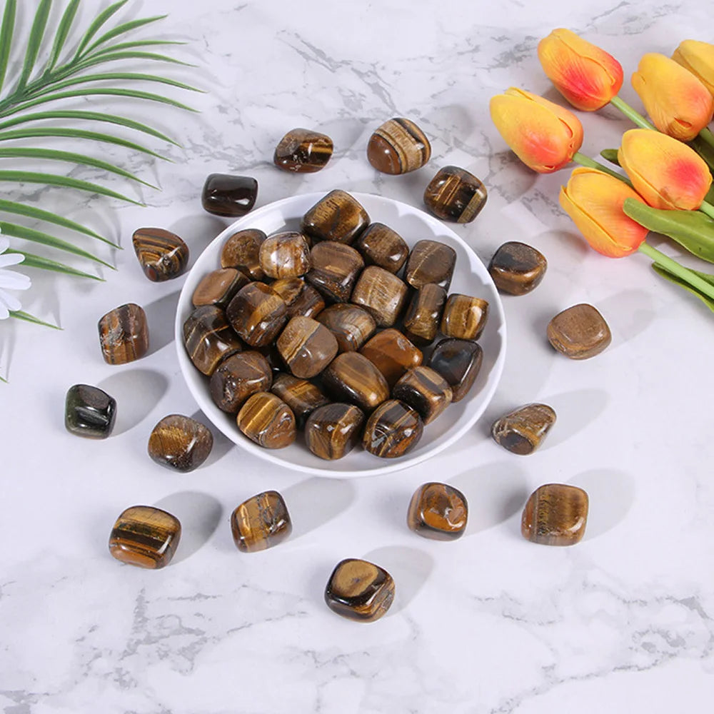 Natural Tiger's Eye Healing Crystals Stone Tumbled Stone Polished Irregular Chakra Reiki Rock Vase Filler Home Decoration Gift