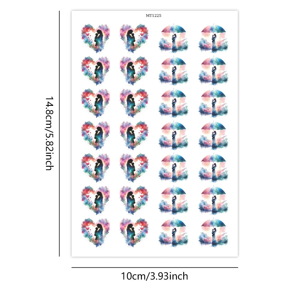 Mother's Day Gift Clay Transfer Paper - 20pcs Watercolor Mom Silhouette Water Transfer Decals for Handmade Earrings