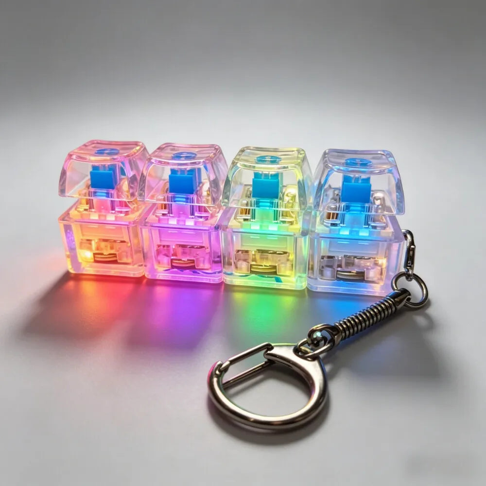New Keyboard Keychain LED Light - Stress Anxiety Relief Fidget Toy, Portable Desktop Accessory for Office Decoration Gift