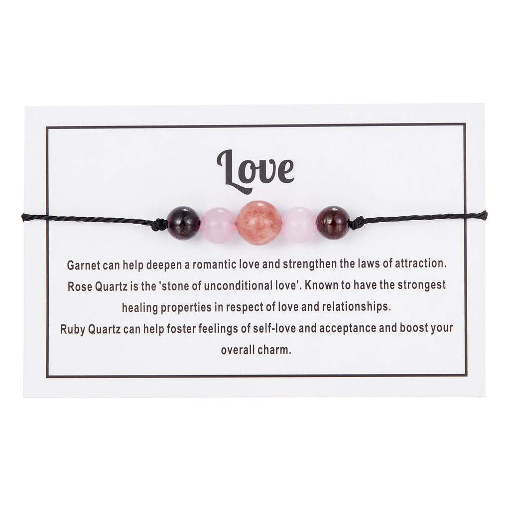 New Simple Crystal Stone Beads Bracelet For Women Men Handmade Luck Calm Love Chakra Black Rope Braided Bracelet Jewelry Gifts