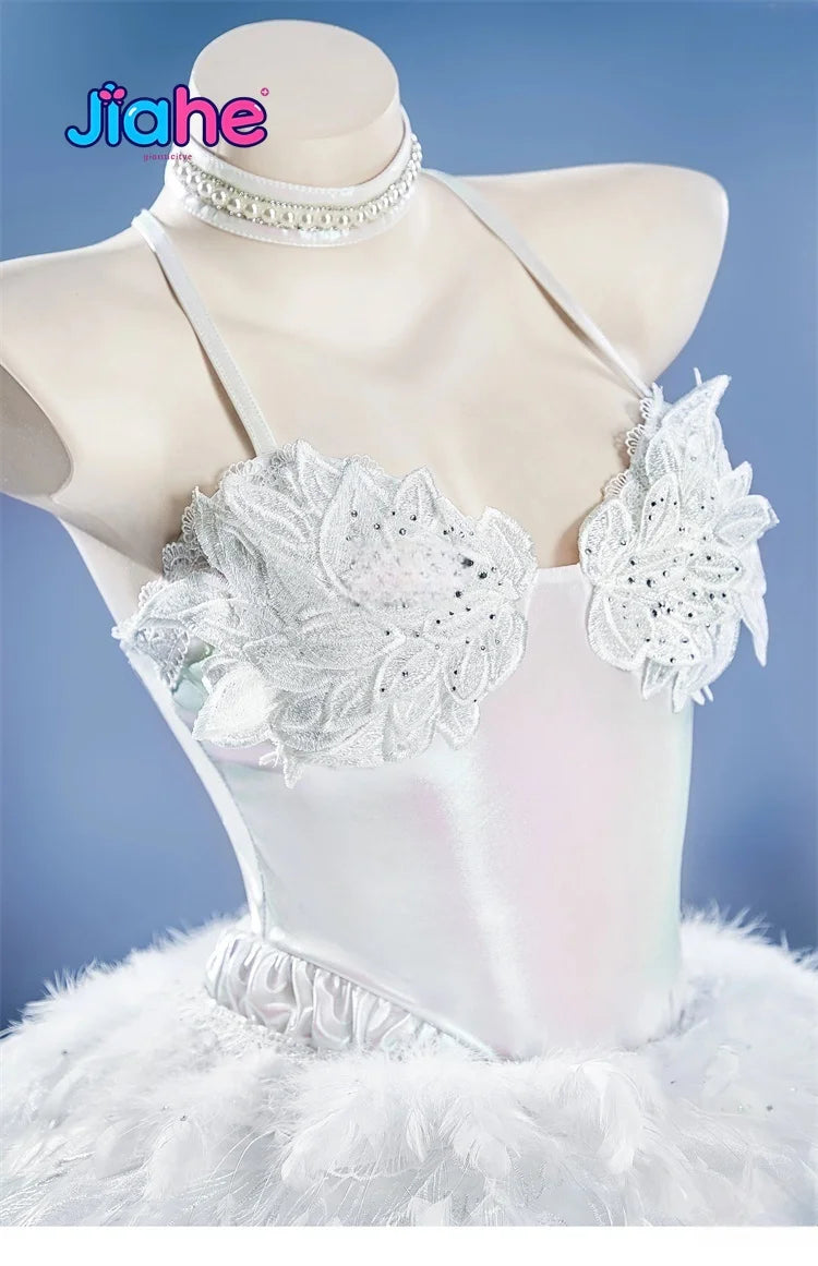 Quency NIKKE Cosplay Costume Game The Goddess of Victory Quency Escape Queen Halloween Carnival Women White Elegant Ballet Dress