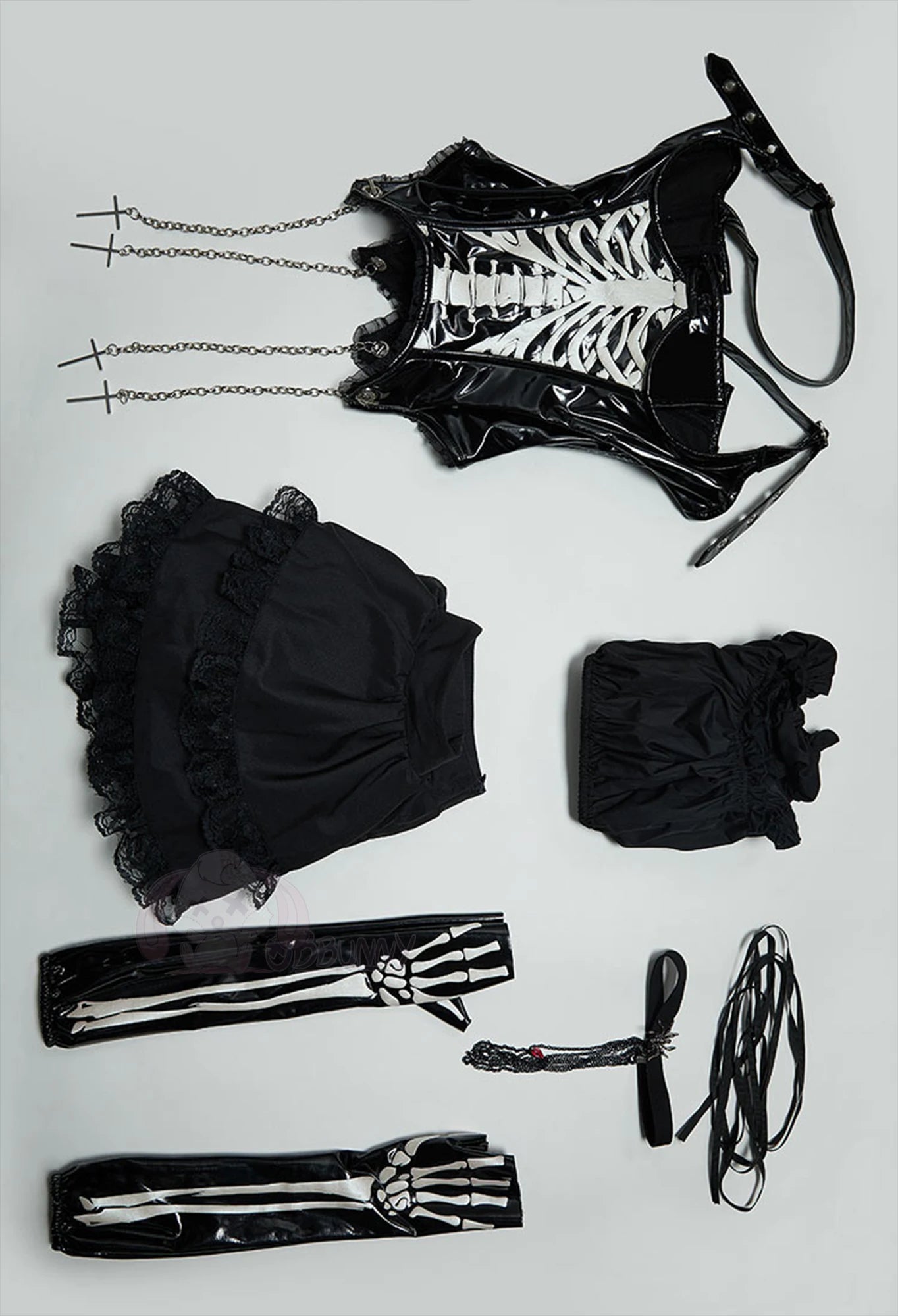 Halloween Gothic Skull Short Dress Cosplay Lolita Punk Steampuff Black Corset Outfit Jirai Kei Halloween Christmas Costume Anime