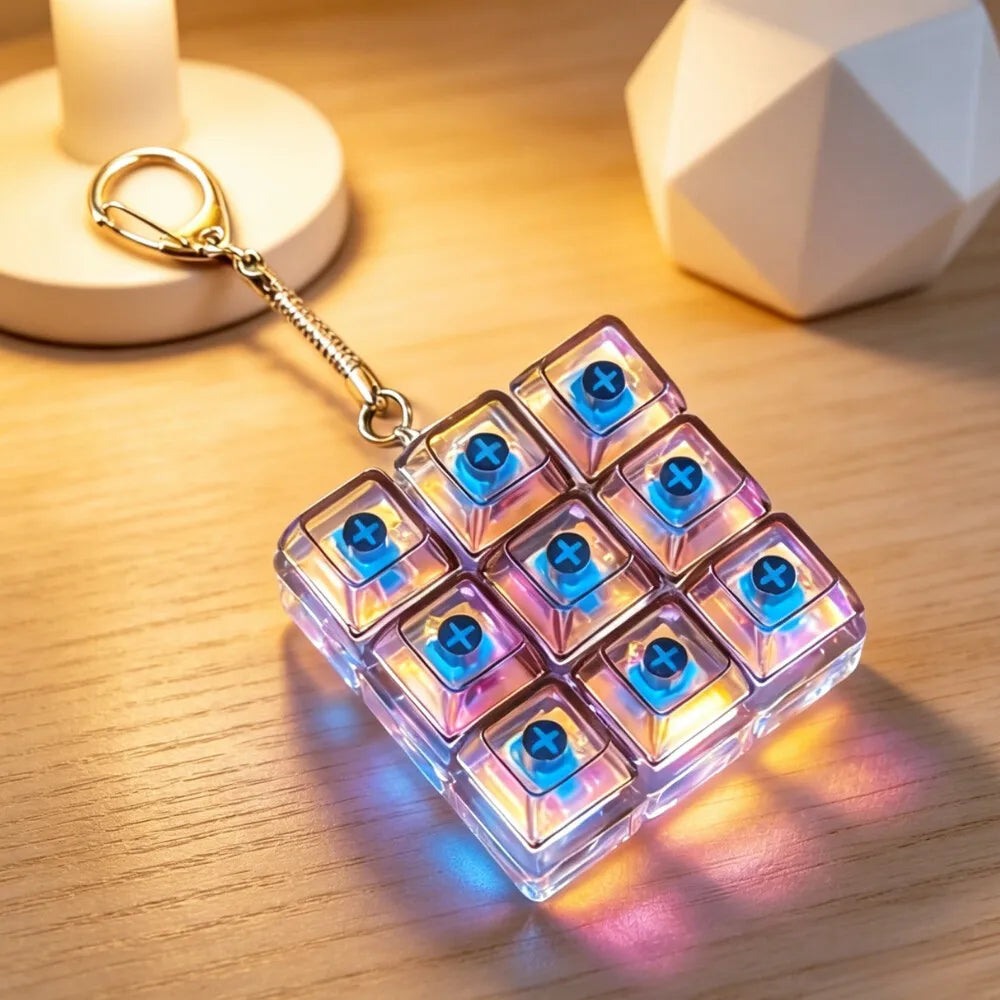 New Keyboard Keychain LED Light - Stress Anxiety Relief Fidget Toy, Portable Desktop Accessory for Office Decoration Gift