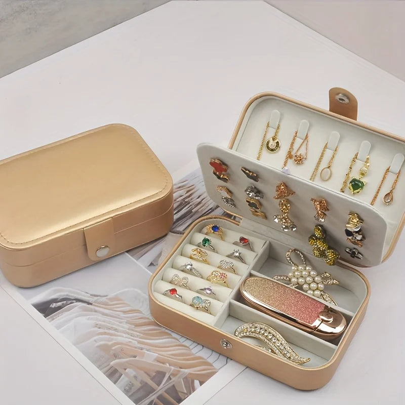 Personalized Customized Portable Button Jewelry Box Travel Storage Earrings Earrings Necklace Rings Exquisite Small Jewelry Box
