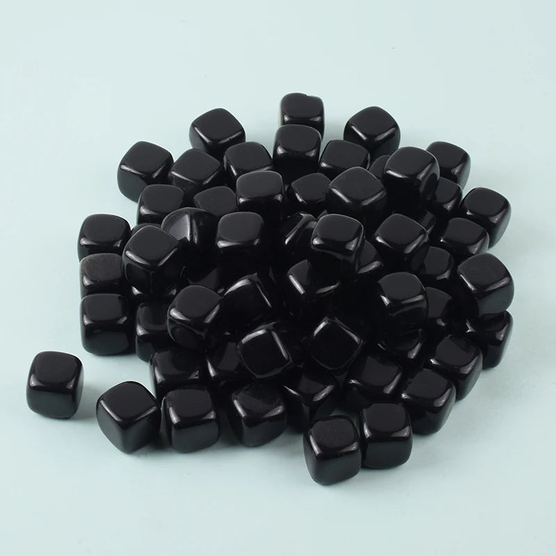Obsidian Tumbled Stone  Cube Quartz Crystal Healing Polishing Natural Rock Cube Bead For Chakra Healing Home Decoration Accessor
