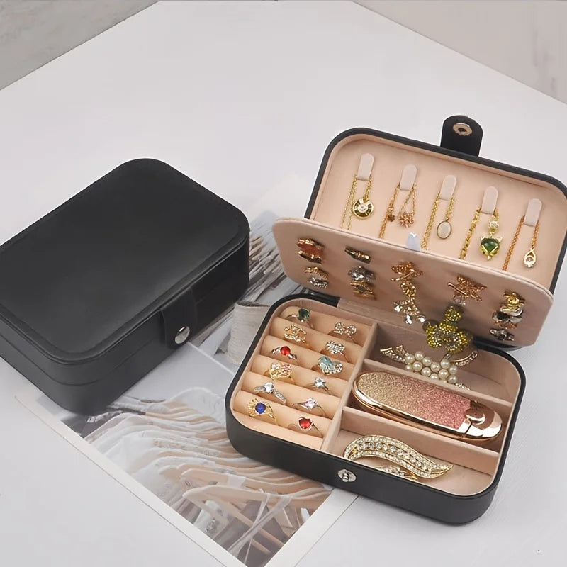 Personalized Customized Portable Button Jewelry Box Travel Storage Earrings Earrings Necklace Rings Exquisite Small Jewelry Box