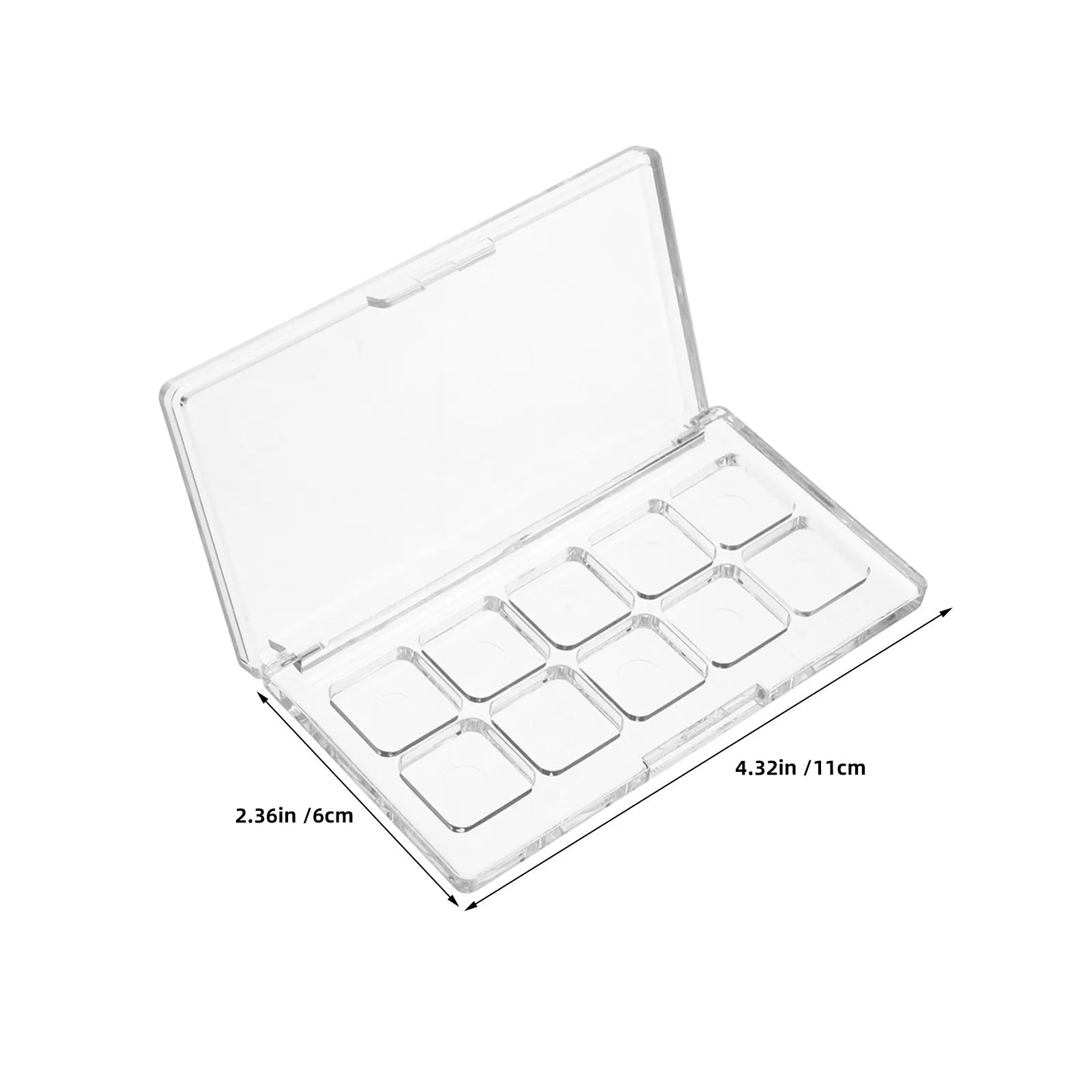 2Pcs Eyeshadow Pan Holder Transparent Lipstick Palette Empty Portable Makeup Organizer Storage Box 10-Grid Compact Travel Blush