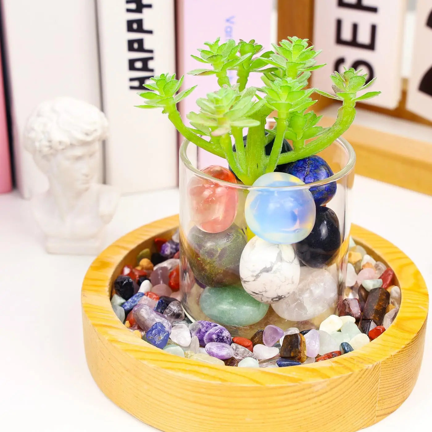 15 Pcs Natural Tumbled Stones Polished Irregular Crystal Set Chakra Colored Rocks Gemstones Vase Filler Home Decoration