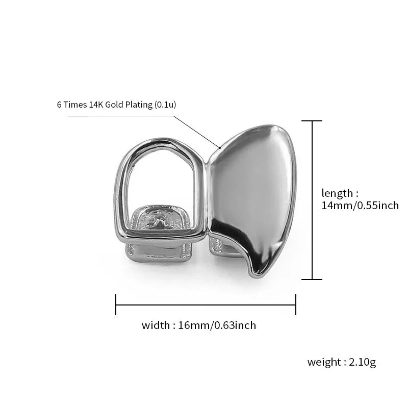 YOUNGX Hip Hop Double Hollow Glossy Tooth Caps For Women Men Jewelry Vintage Mouth Teeth Grills Halloween Vampire Cosplay Gift