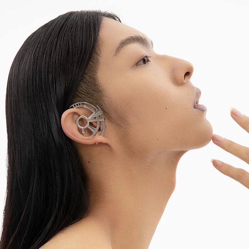 Hollow Punk Mechanical Cyberpunk Earrings Unisex Couple Y2k Circular Gear Shape Ear Studs Jewelry Accessories Gift