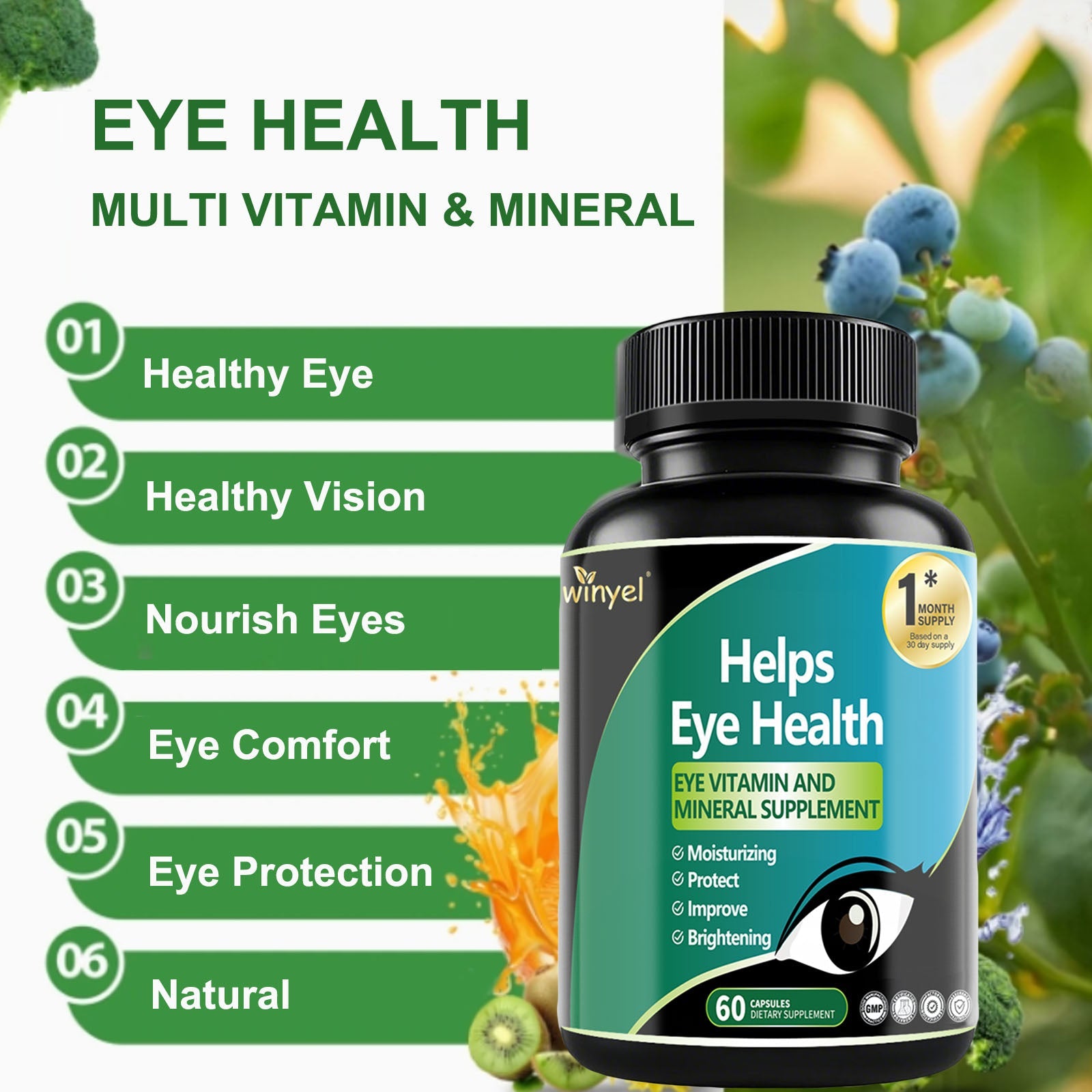 Lutein Eye Supplement - Vitamins, 30-Day Supply For Vision Clarity &