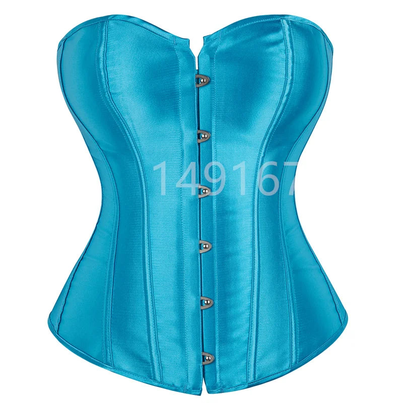 Corset Top Bustiers Overbust Satin Sexy Victorian Corsets Corselet Brocade Vintage Style Korsett for Women Plus Size Pink Green