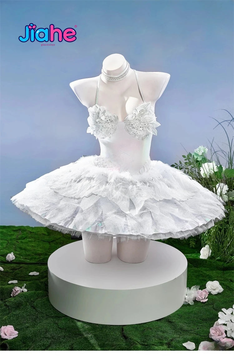 Quency NIKKE Cosplay Costume Game The Goddess of Victory Quency Escape Queen Halloween Carnival Women White Elegant Ballet Dress