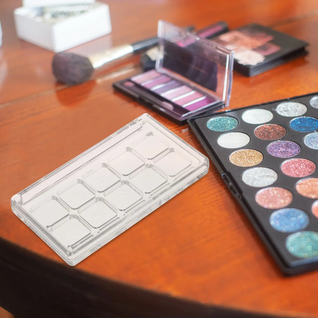 2Pcs Eyeshadow Pan Holder Transparent Lipstick Palette Empty Portable Makeup Organizer Storage Box 10-Grid Compact Travel Blush