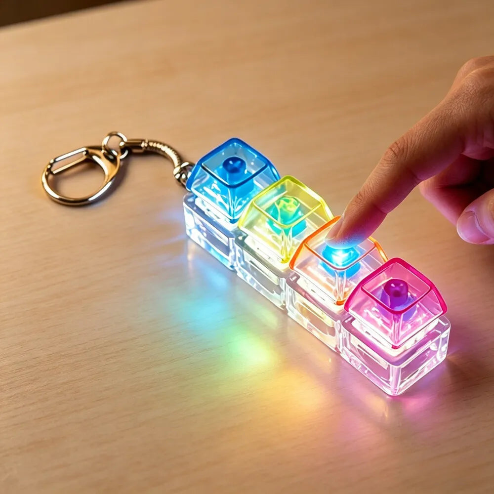 New Keyboard Keychain LED Light - Stress Anxiety Relief Fidget Toy, Portable Desktop Accessory for Office Decoration Gift