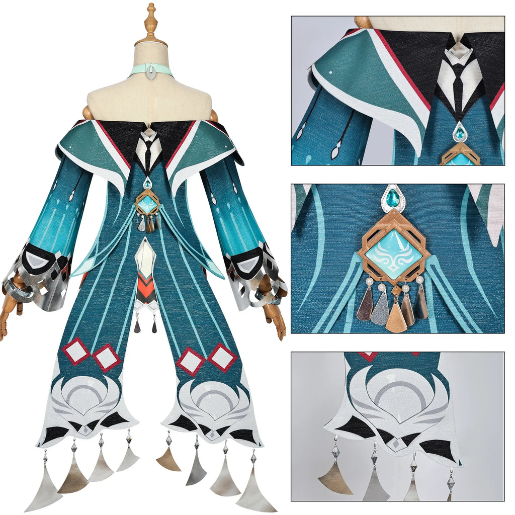 In Stock Lan Yan Cosplay Costume 2025 New Genshin Impact Lanyan Wig Dress Headwear Earrings Girls Halloween Party Outfit