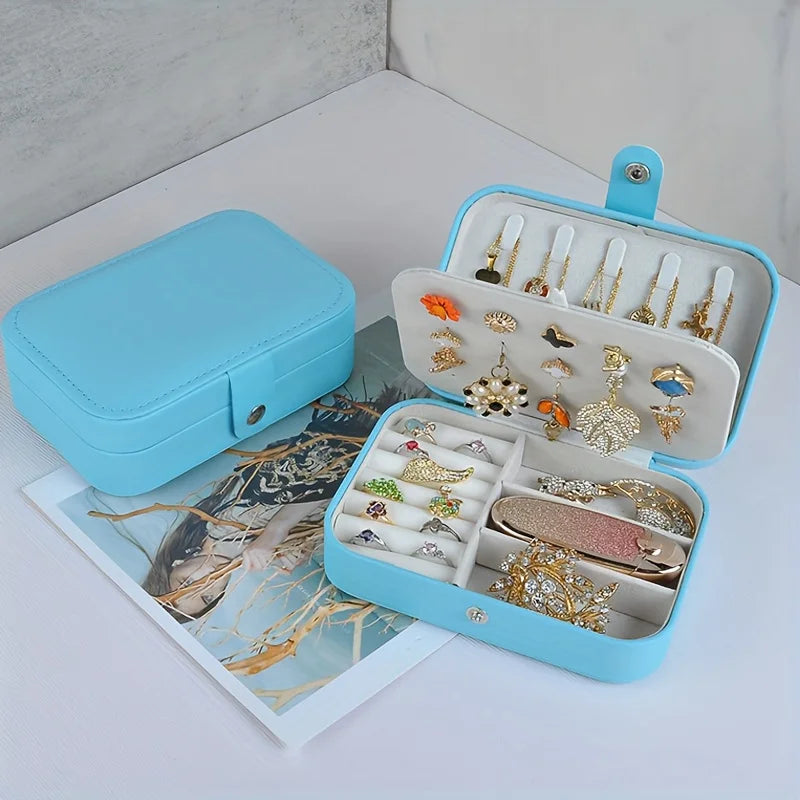 Personalized Customized Portable Button Jewelry Box Travel Storage Earrings Earrings Necklace Rings Exquisite Small Jewelry Box
