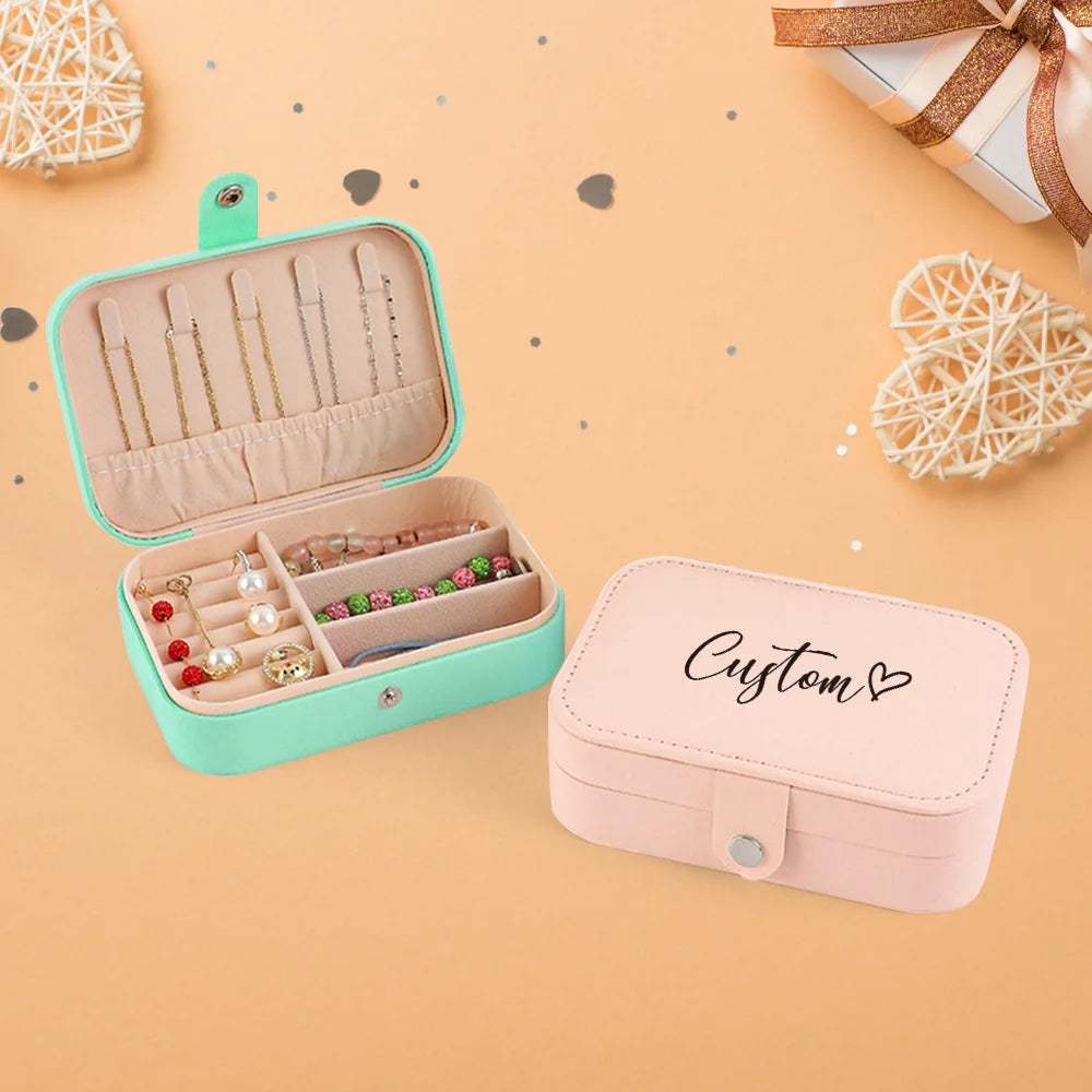 Personalized Customized Portable Button Jewelry Box Travel Storage Earrings Earrings Necklace Rings Exquisite Small Jewelry Box