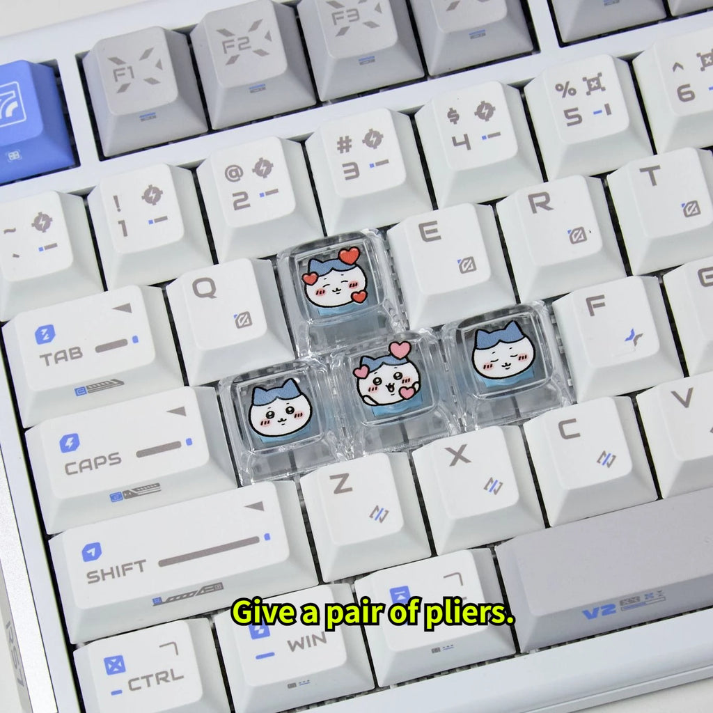 Chiikawa Artisan Keycaps, Transparent PC Glow Keycaps for Mechanical Keyboard, Custom Anime Keycaps