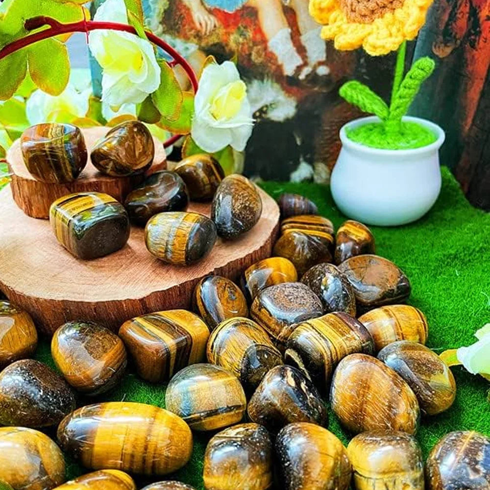 Natural Tiger's Eye Healing Crystals Stone Tumbled Stone Polished Irregular Chakra Reiki Rock Vase Filler Home Decoration Gift