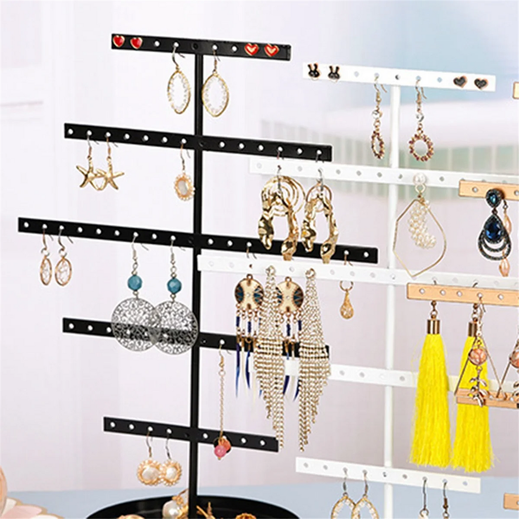 ABQR Black 3-Layer Simple Earring Storage Rack Earring Stand Jewelry Display Stand Earrings Necklaces Rings Jewelry Stand