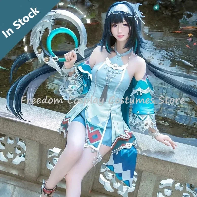 In Stock Lan Yan Cosplay Costume 2025 New Genshin Impact Lanyan Wig Dress Headwear Earrings Girls Halloween Party Outfit