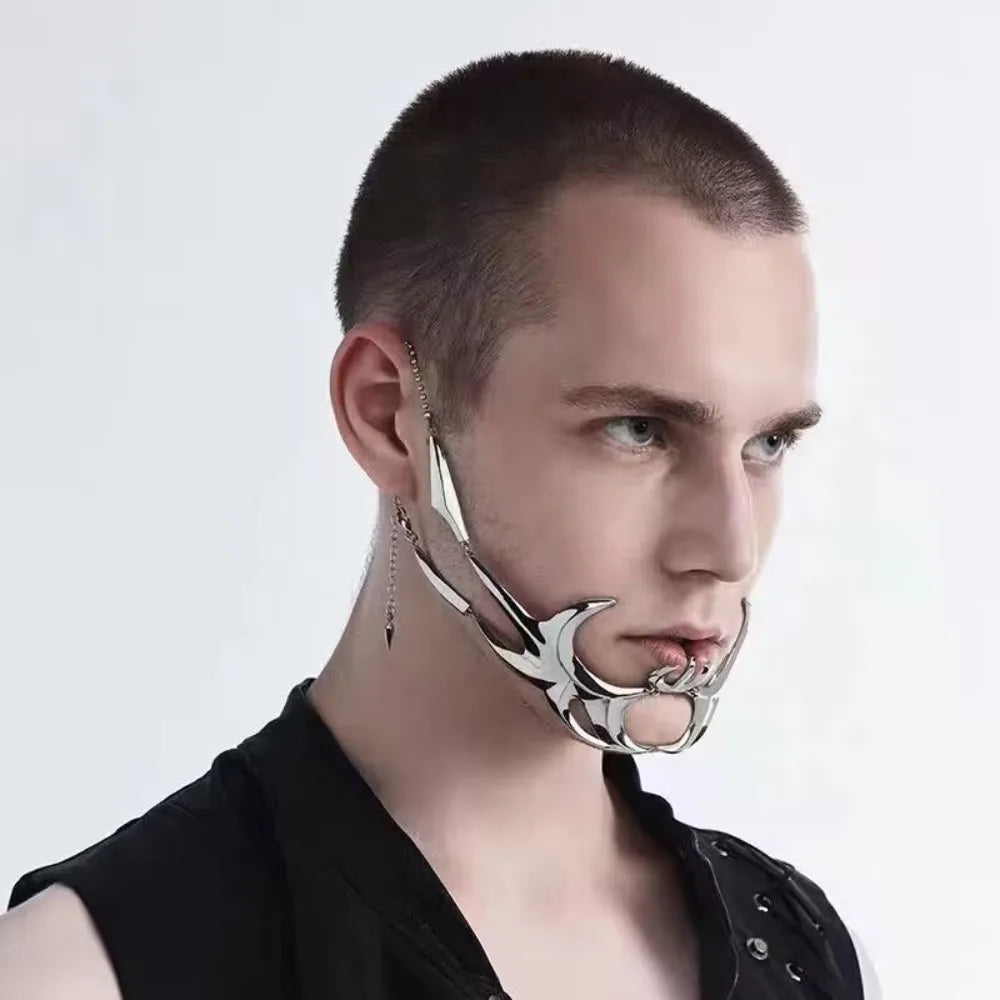 Punk Mechanical Blood Blade Alien Fluid Design Lip Ring Face Ear Jewelry Adjustable Gothic Exaggerated Party Body Accessories