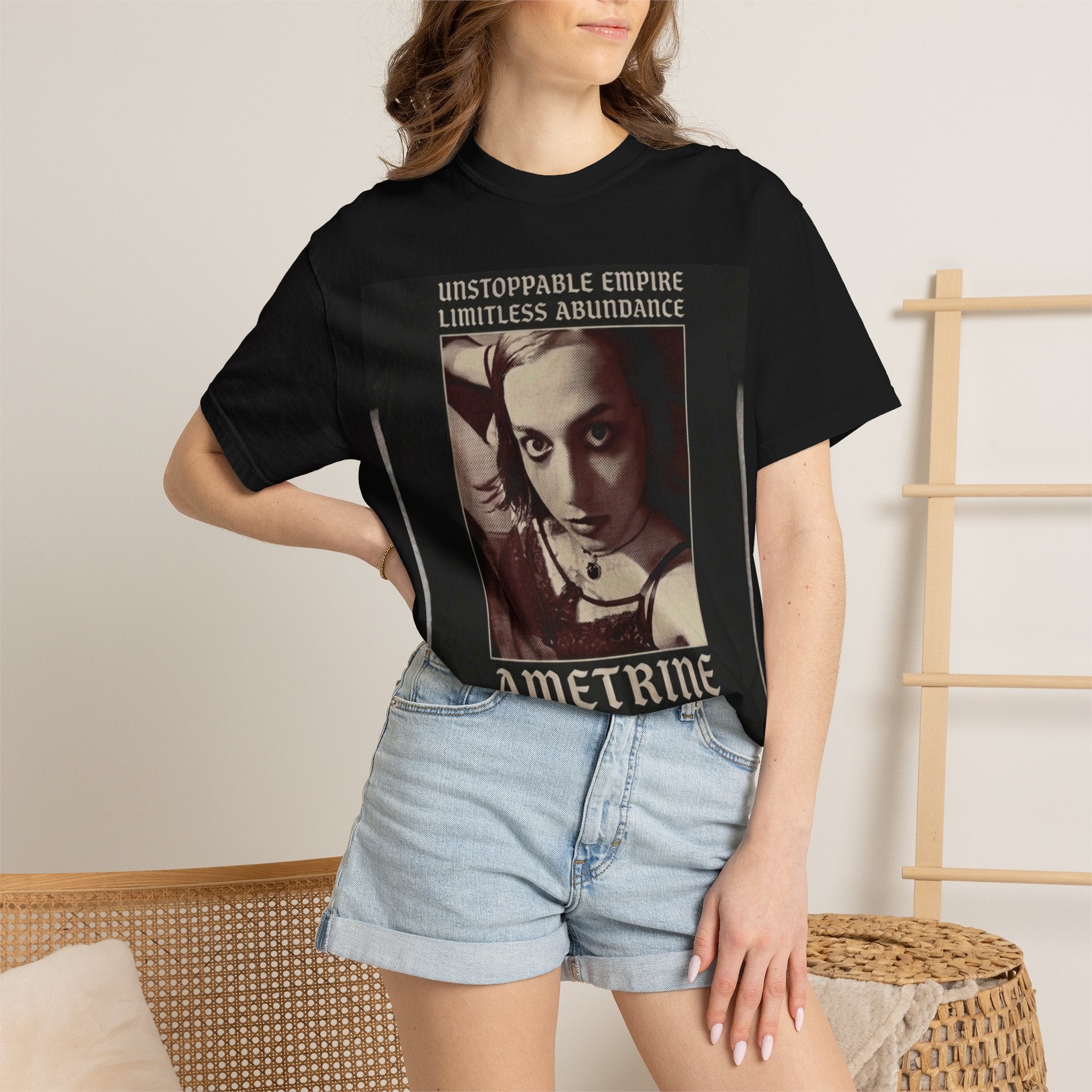 Ametrine Slowdive Portrait T-Shirt — "Unstoppable Empire, Limitless Abundance" Vintage Band Tee