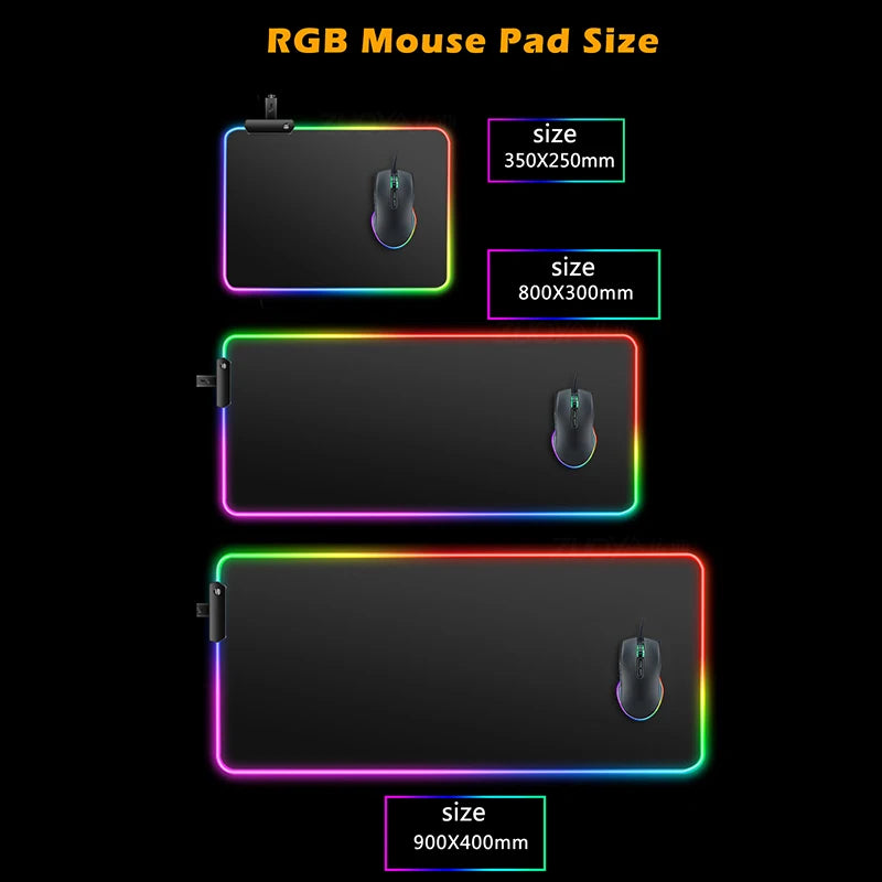RGB Mouse Pad durable Lockedge Backlight Gaming Accessories One Piece Computer Gamer Keyboard LED Mouse Mat Desk Mousepad