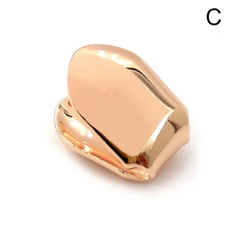1PC Small Single Tooth Cap Hip Hop Teeth Grill Gold/Silver/Rose Gold/Black Small Metal Men 1 Pc Gold/Silver/Rose Gold/Black