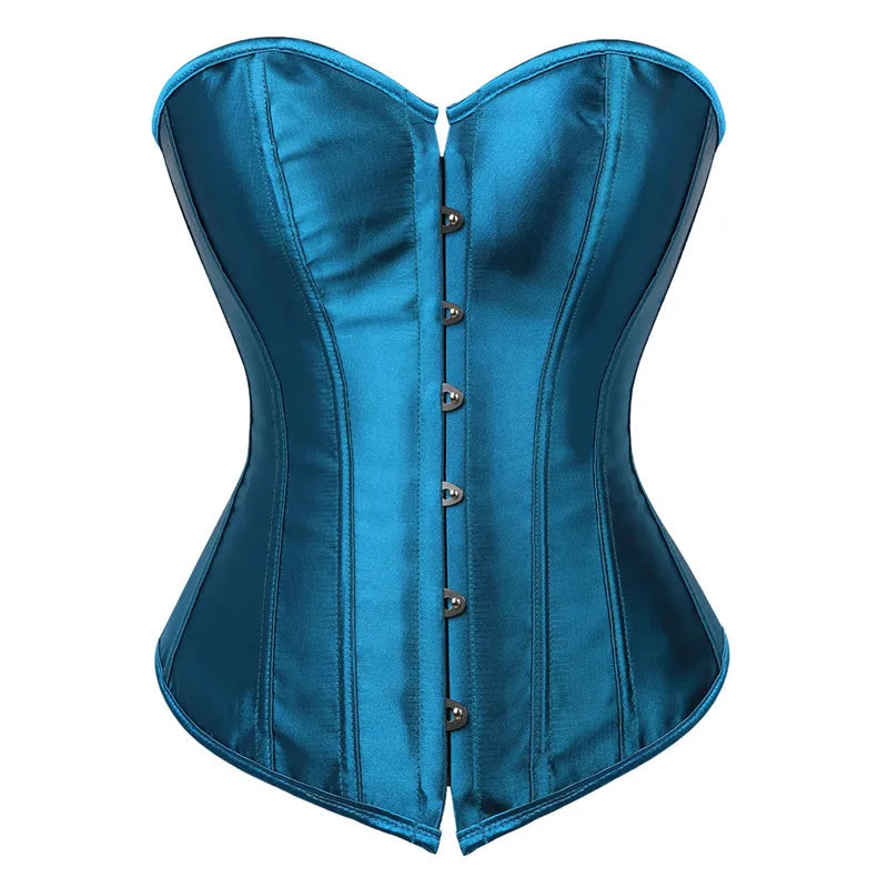 Corset Top Bustiers Overbust Satin Sexy Victorian Corsets Corselet Brocade Vintage Style Korsett for Women Plus Size Pink Green