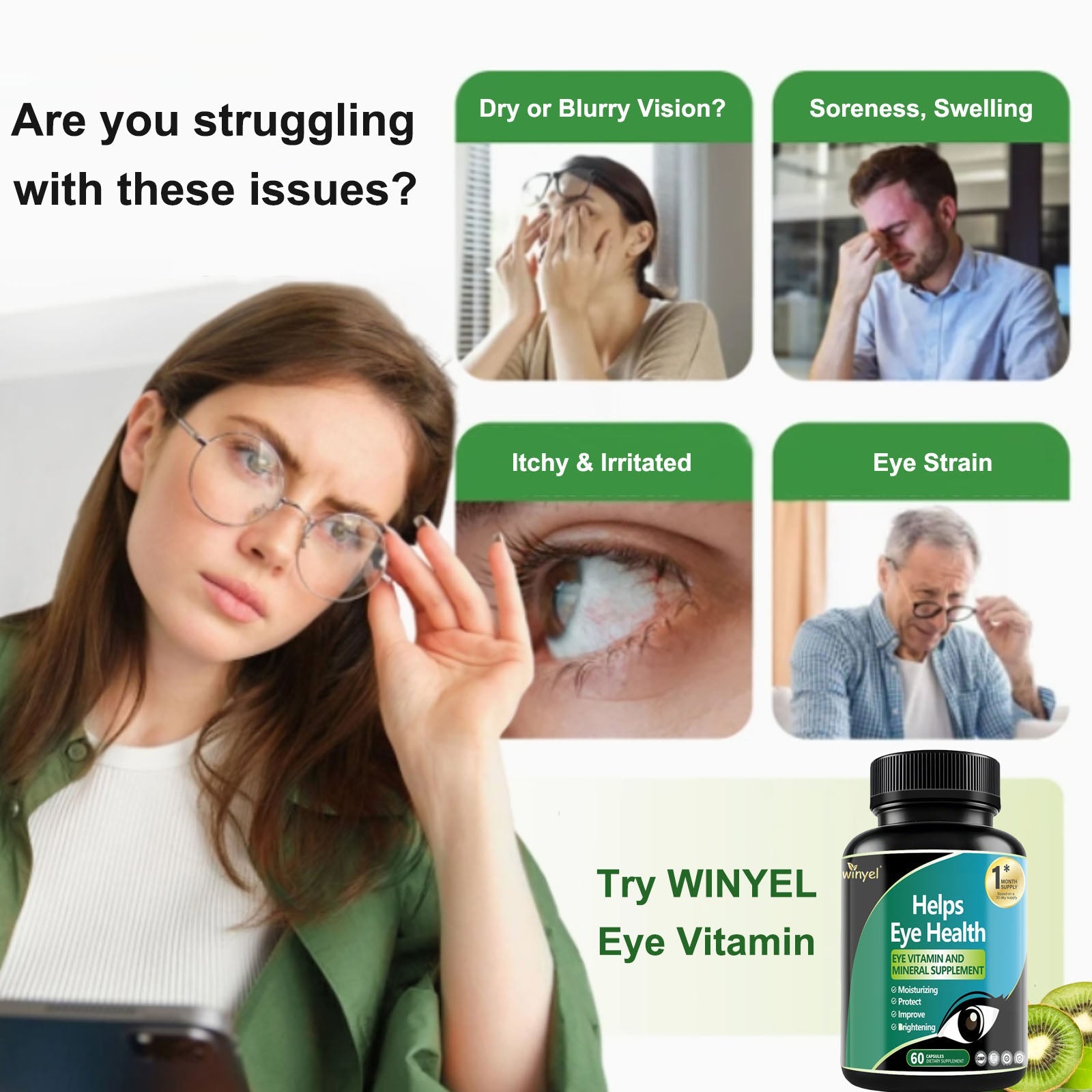 Lutein Eye Supplement - Vitamins, 30-Day Supply For Vision Clarity &