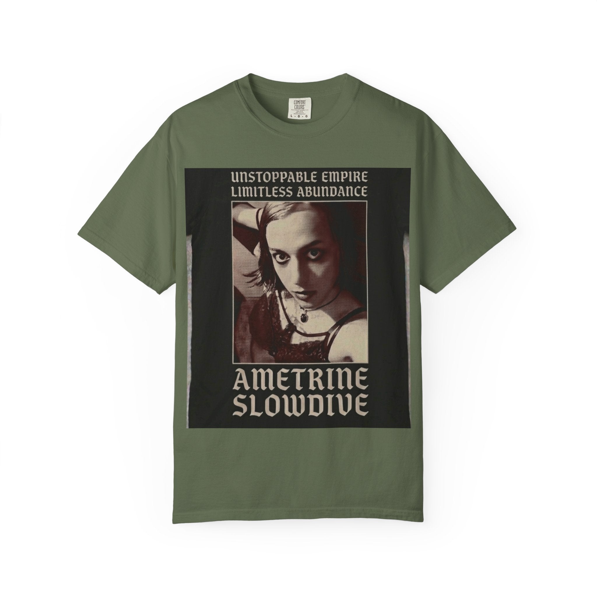 Ametrine Slowdive Portrait T-Shirt — "Unstoppable Empire, Limitless Abundance" Vintage Band Tee