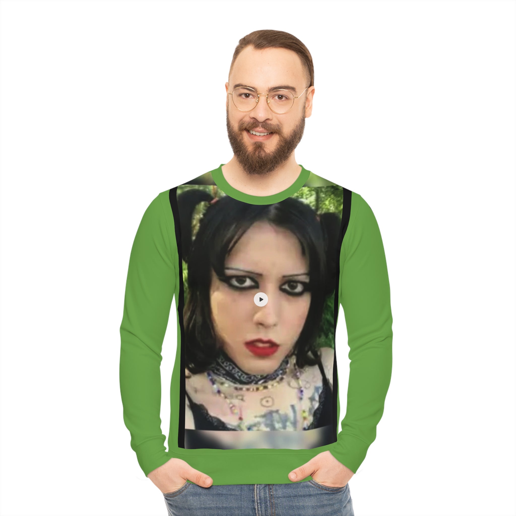 Goth Portrait Lightweight Sweatshirt — Edgy Alternative Graphic Crewneck